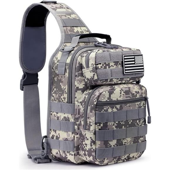 Sling Bag Backpack Military Grey Camo - Picture 1 of 5